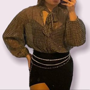 SOLD!!! ZARA - Shimmer blouse top / Size: S / Checked pattern
